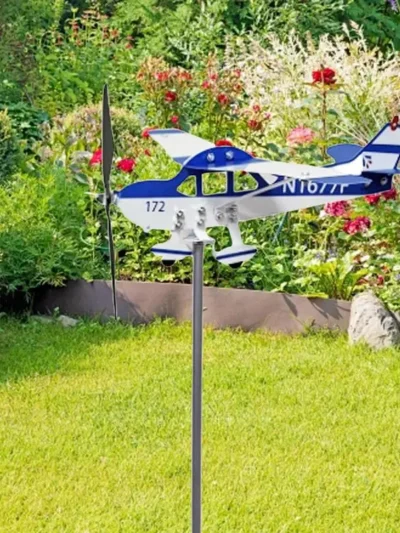 Wind Vane For Yard Sturdy Metal Airplane Shapes Wind Vane Decorative Multifunctional Wind Direction Indicators Weather Vanes