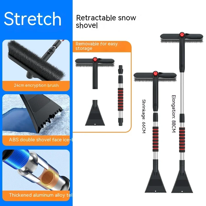 Car Multifunctional Snow Shovel Rotatable Telescopic Snow Remover Cleaning De-icing Shovel Snow Sweeping and Defrosting Tools - Image 4