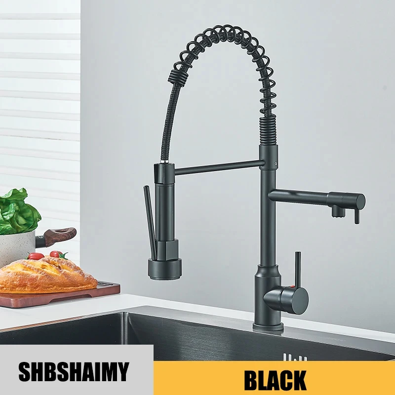 Black Kitchen Sink Faucet Pull Down Hot and Cold Water Mixer - Image 17
