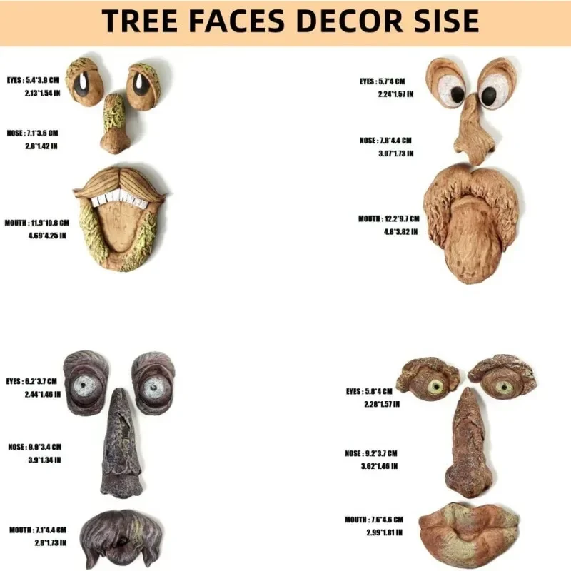 Outdoor Tree Face Statues Old Man Tree Hugger Bark Ghost Face Decoration Funny Yard Art Tree Decor Outdoor Garden Creative Props - Image 4