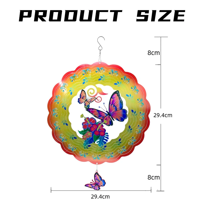 Butterfly Wind Spinners Outdoor 12Inch Garden Decor, For Hanging Patio Yard Decoration - Image 5