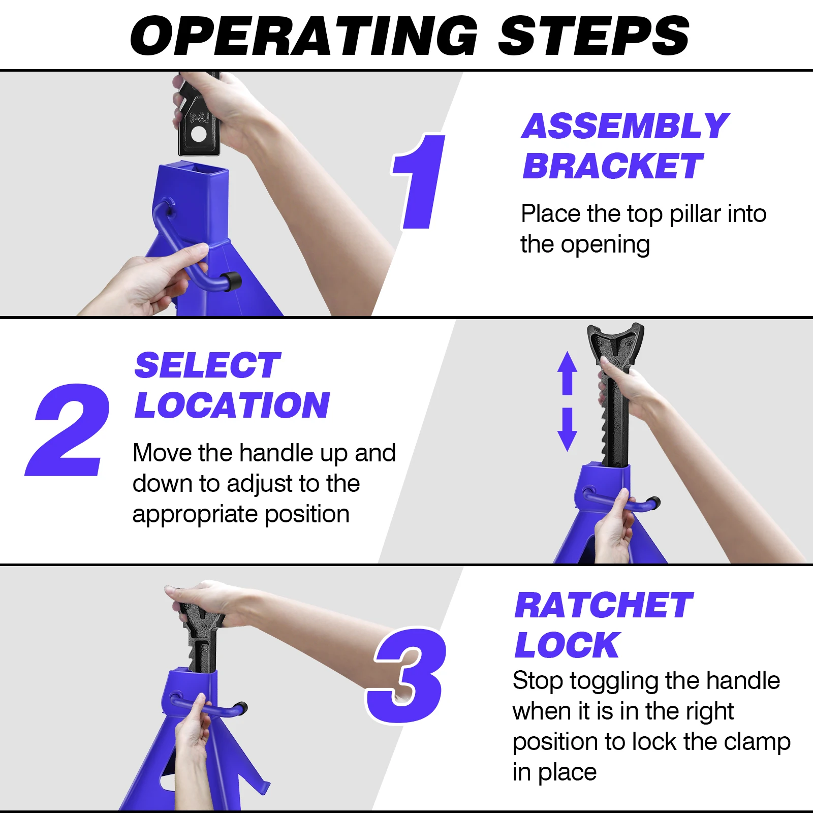 DayPlus Heavy Duty 3 Ton Axle Stands - Image 6