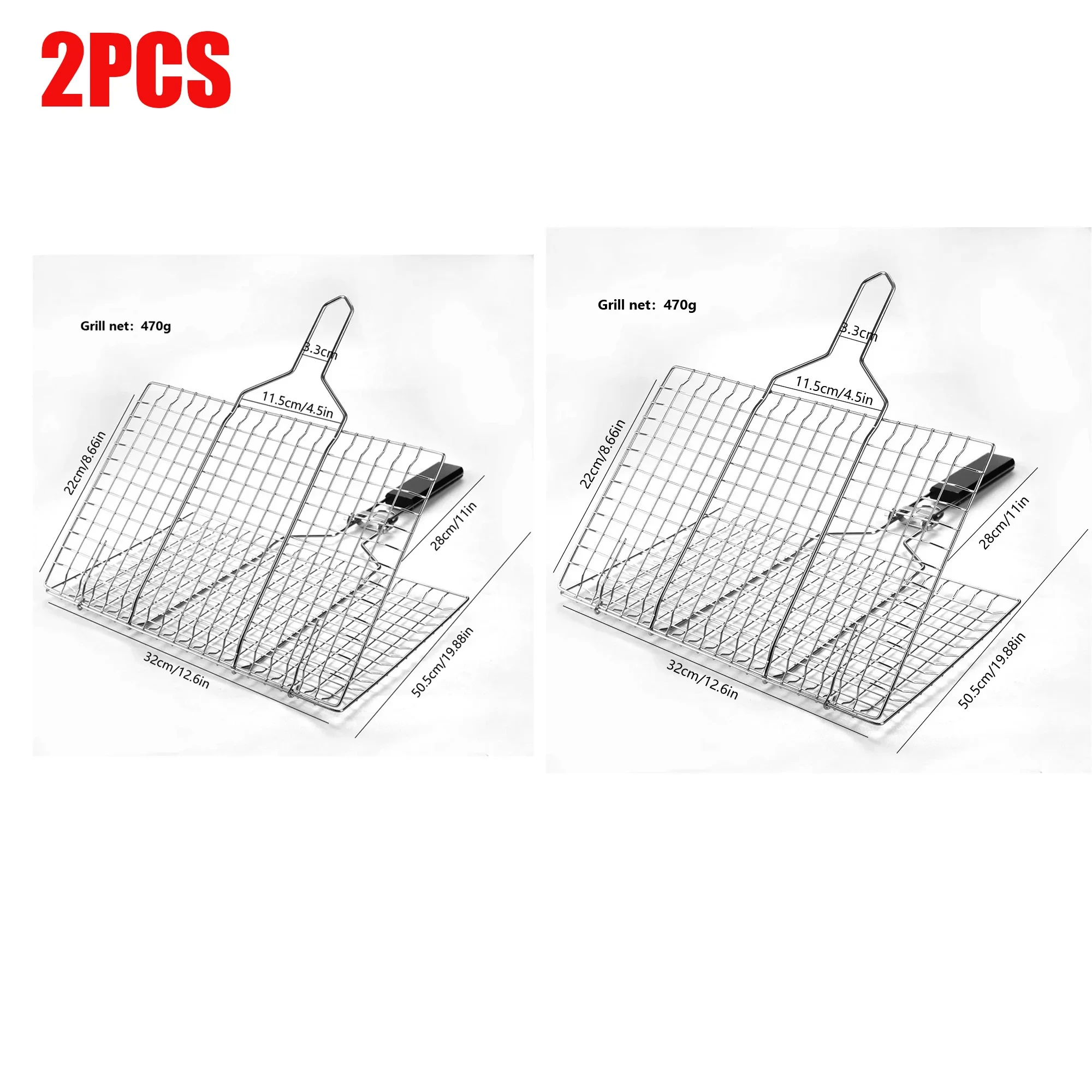 Portable Folding Stainless Steel Grill Basket with Handle for Fish Vegetables Shrimp - Image 8