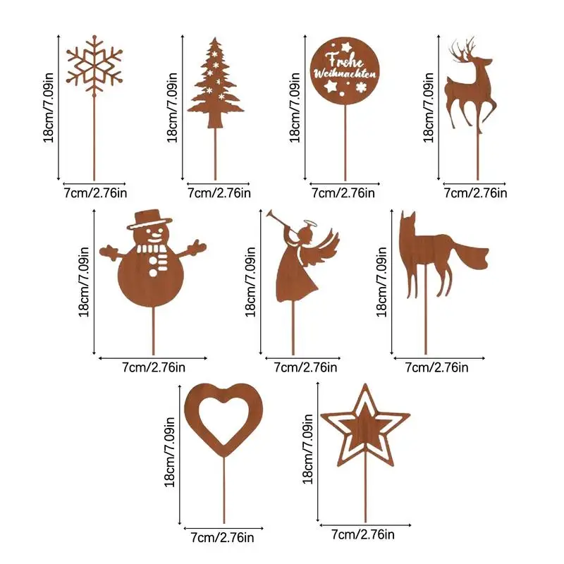 Christmas Yard Stakes Outdoor 11X Set Rusty Animal Silhouette Ground Stakes Decor For Courtyard - Image 6