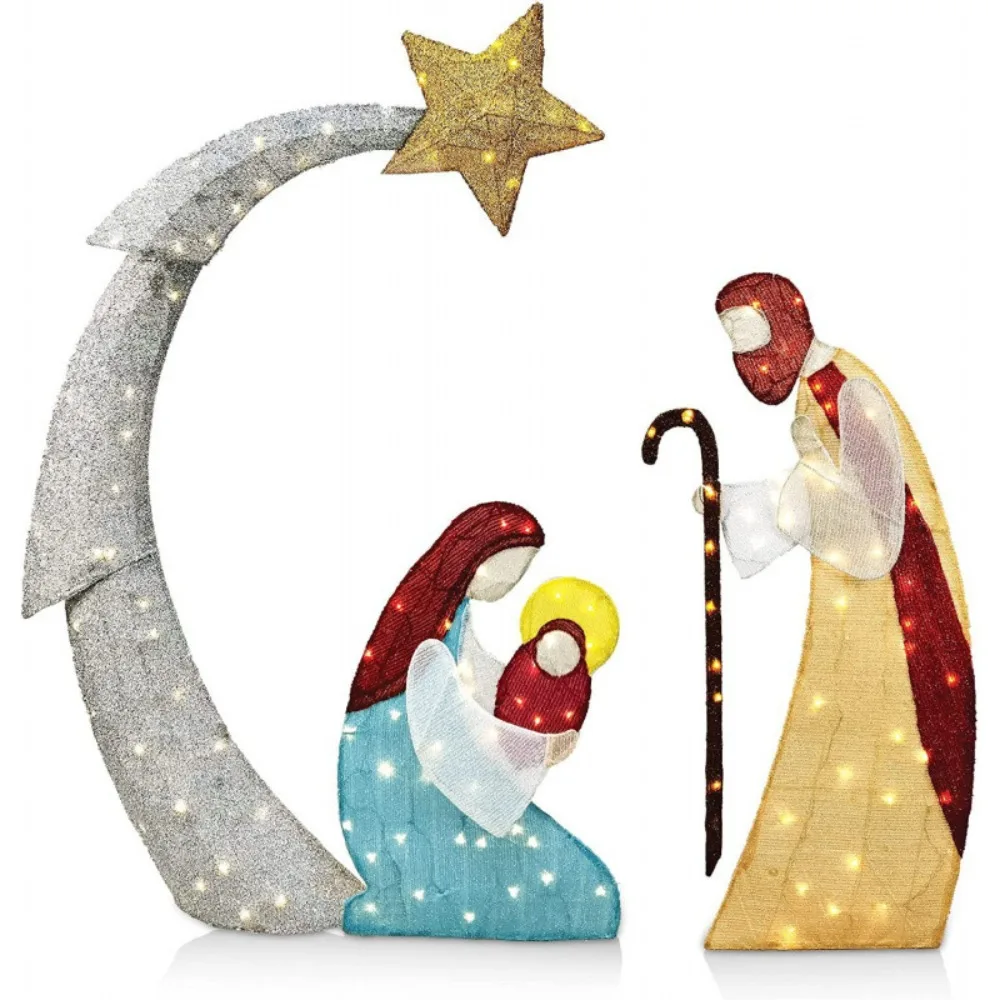5.5FT Outdoor Lighted Nativity Scene Waterproof Christmas Yard Decoration - Image 8