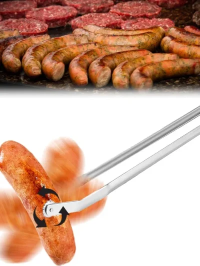 Sausage BBQ Tongs for Grill Heavy Duty, Long Grill Tongs for Outdoor Grill, Flipping Barbecue Tongs for Cooking Sausage