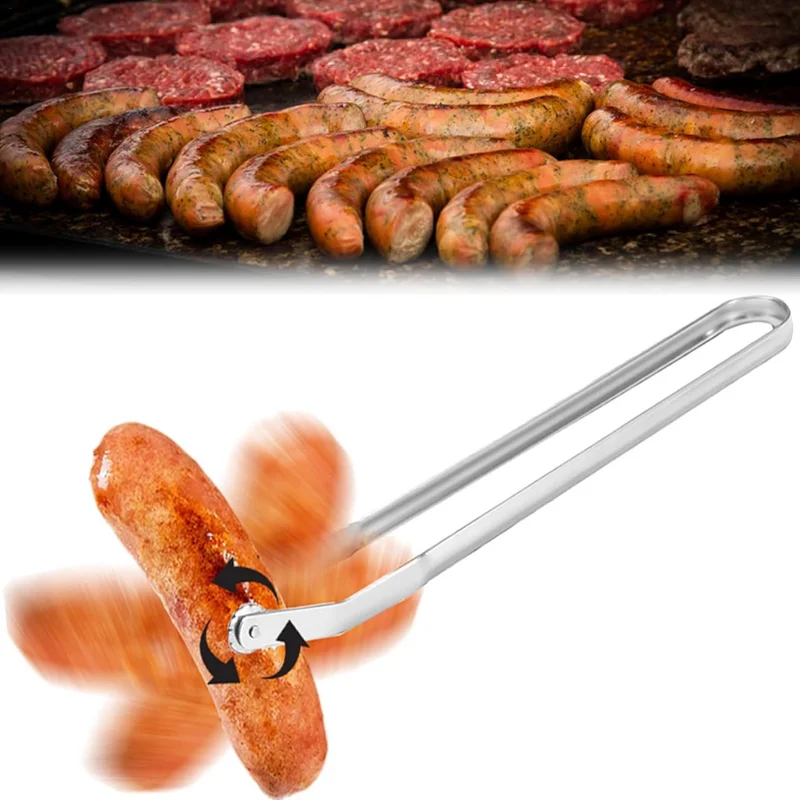 Sausage BBQ Tongs for Grill Heavy Duty, Long Grill Tongs for Outdoor Grill, Flipping Barbecue Tongs for Cooking Sausage