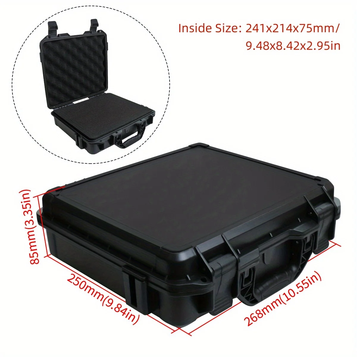 1pc Universal Portable Plastic Tool Box With Foam Insert Waterproof - Image 11