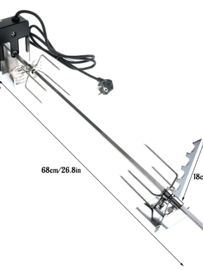 Universal Automatic Grill Rotisserie Kit with 4W Electric Motor BBQ Bracket Roaster Spit Rod Meat Fork Complete Holders Tool