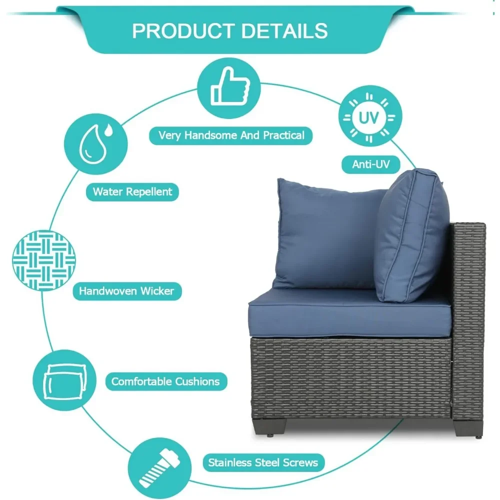 Patio Furniture Sets Outdoor Sectional PE Rattan Outdoor Furniture Patio Conversation Set with Cushions for Balcony Lawn - Image 4