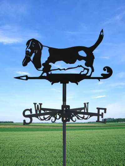 Basset Hound Weathervane Silhouette Art Black Metal Pet Dog Wind Vanes Outdoors Decorations Garden For Roof Yard Building