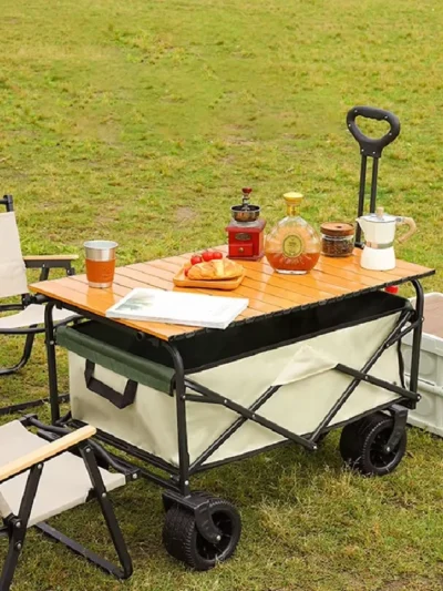 Camping Outdoor Camping Folding Cart Picnic Trailer Hand Pulled Travel Large Capacity Camping Tent Cart