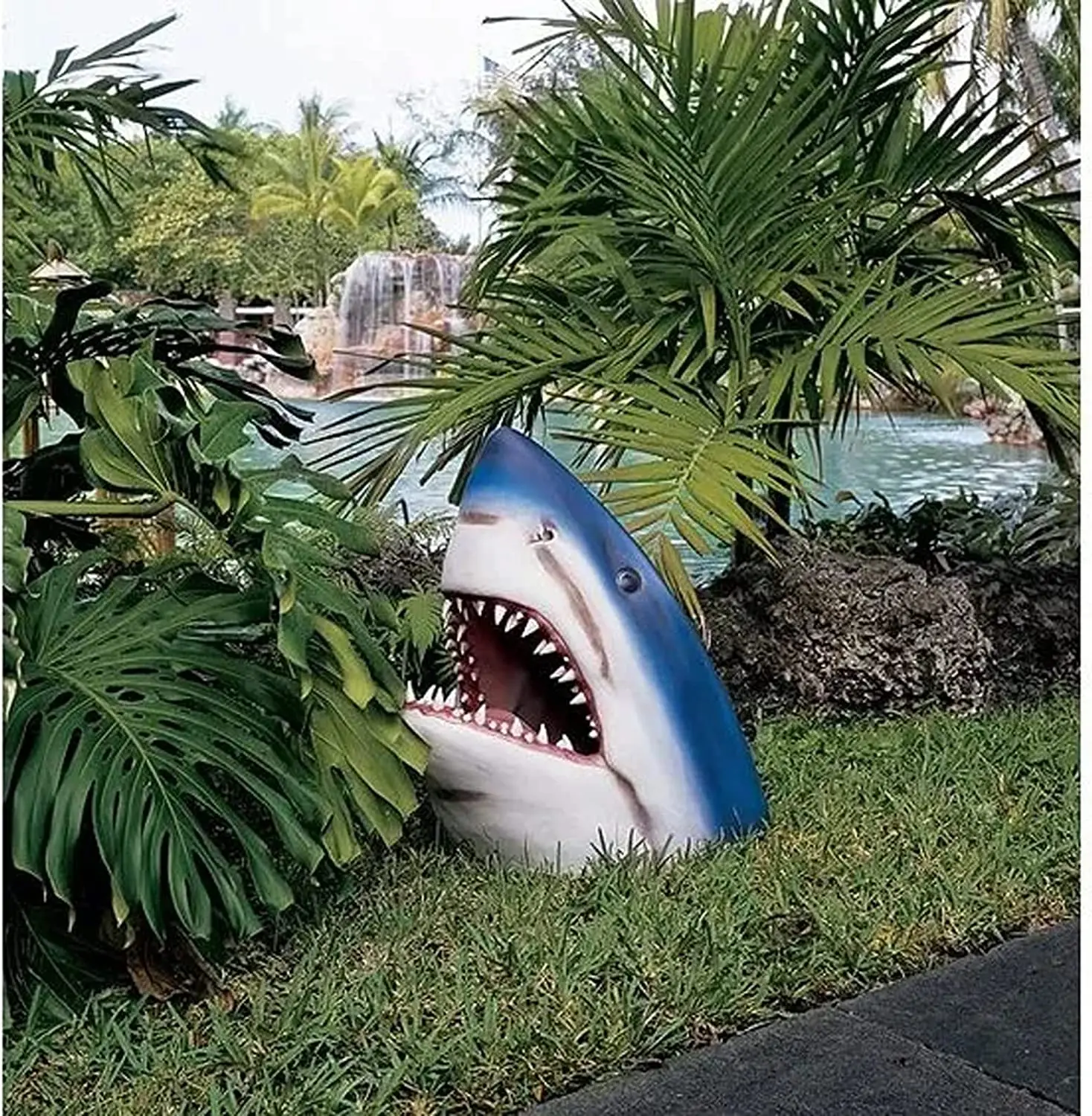 White Shark Garden Art Statue - Image 3