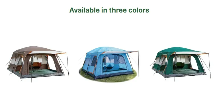 2 Rooms 1 Living Room Waterproof Extra Large Space 8 To 12 Persons Portable Family Outdoor Camping Tent - Image 2