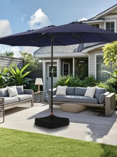 Large Patio Umbrella with Base Included,15ft Double Sided Outdoor Rectangular Patio Umbrella with Crank Handle, for Lawn Garden