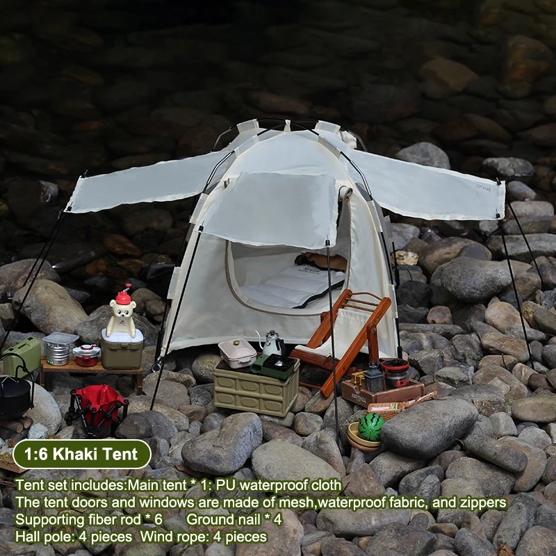1:6 1:12 Dollhouse Outdoor Tent Set Mini Doll Travel Camping Kit Doll House Miniature Garden Micro Scene Decor Photo Props Toy - Image 8