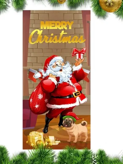 Santa Claus Front Door Banner 185x90cm Outdoor Decorations