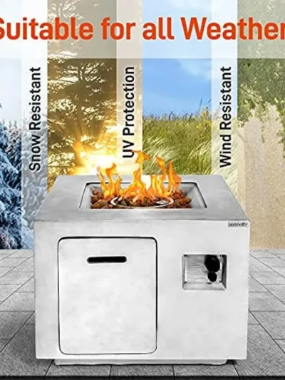 Outdoor Propane Fire Pit Table - CSA/ETL Certified Safe 40,000BTU Pulse Ignition Weatherproof Square Propane Gas Fire Table