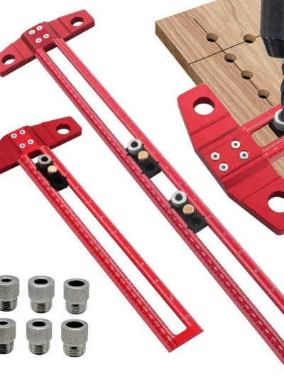 Woodworking 2 in 1 Drilling Positioning Scoring Ruler Aluminum