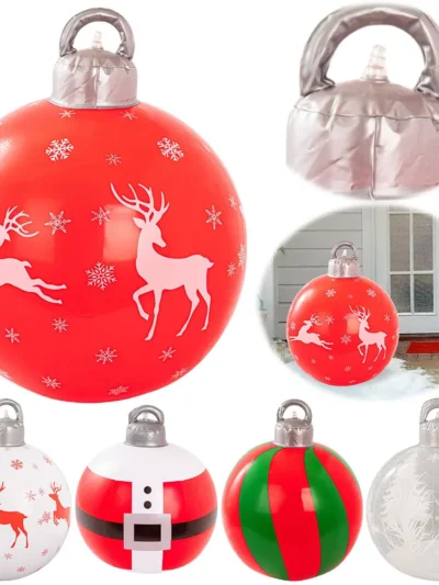 40cm Giant Inflatable Christmas Ball Large Outdoor Decorated Ball Outdoor Christmas Decorations Holiday Yard
