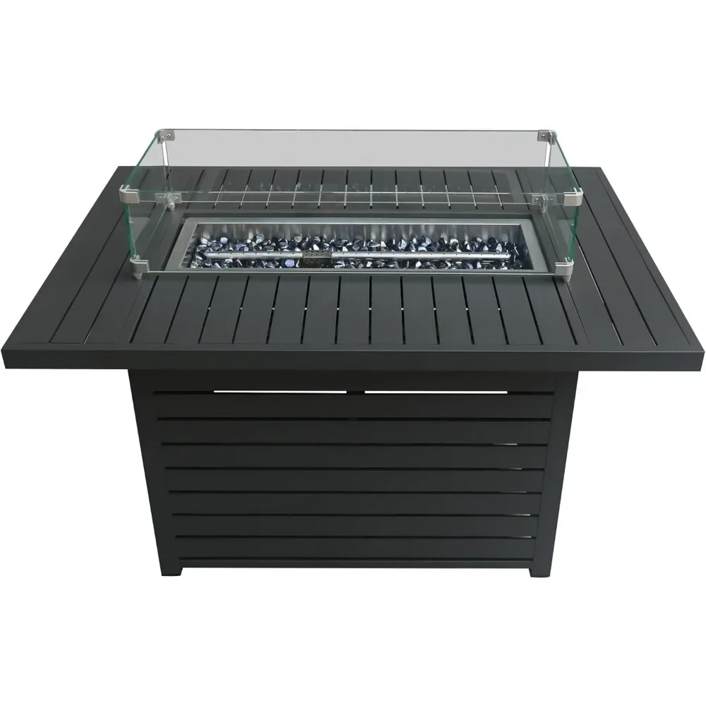 43.3 Inch Propane Fire Pit with Lid,Glass Wind Guard Gas Firepit Table for Garden/Patio,CSA Certification,2 in 1 Firepit Table - Image 3