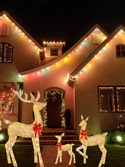 Lighted Christmas Deer Sleigh Outdoor Yard Decoration