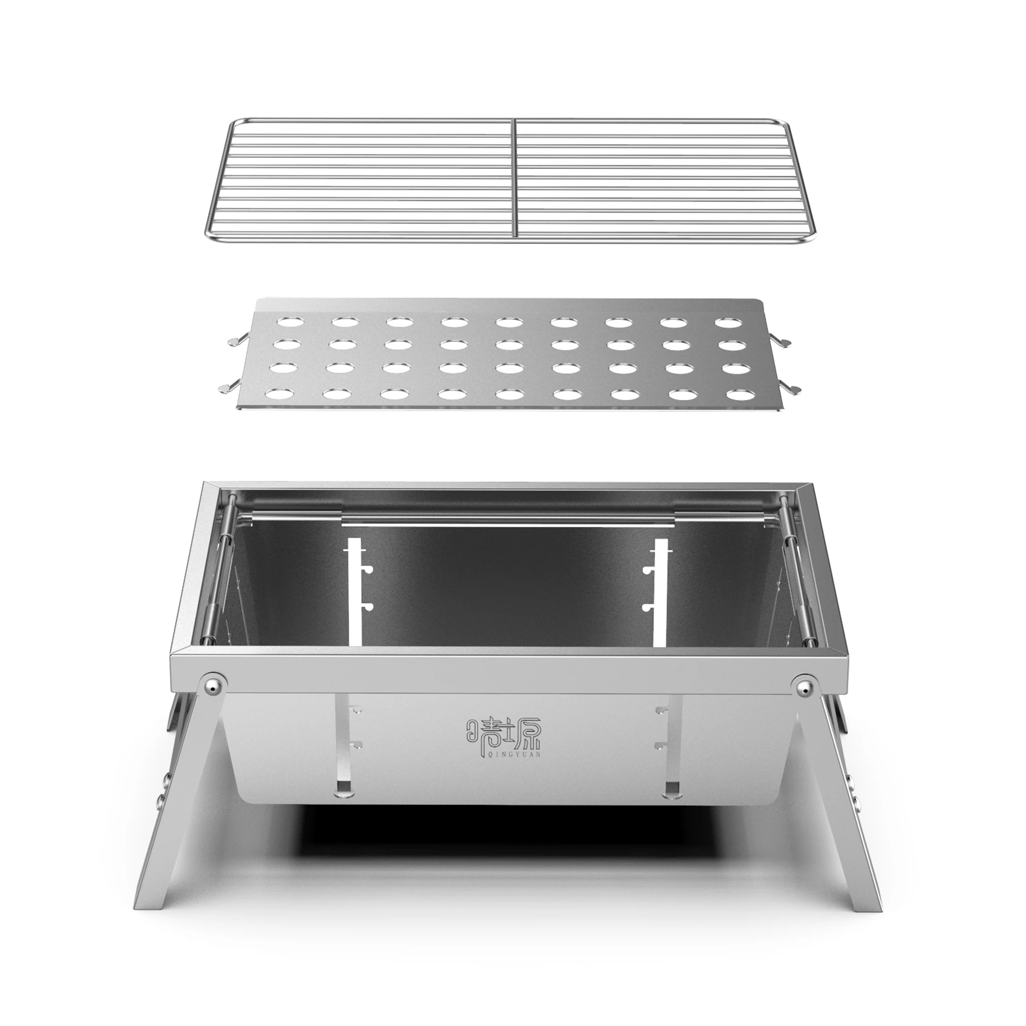 Camping Grill Stove Portable Outdoor Charcoal Household Folding Stainless Steel BBQ Wood Stove Picnic Detachable Roasting Stove - Image 3