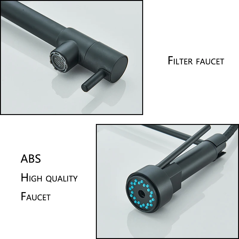 Black Kitchen Sink Faucet Pull Down Hot and Cold Water Mixer - Image 14