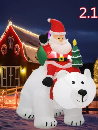 1.8m Santa Claus Rides Polar Bear Outdoors Yard Party Garden Decor