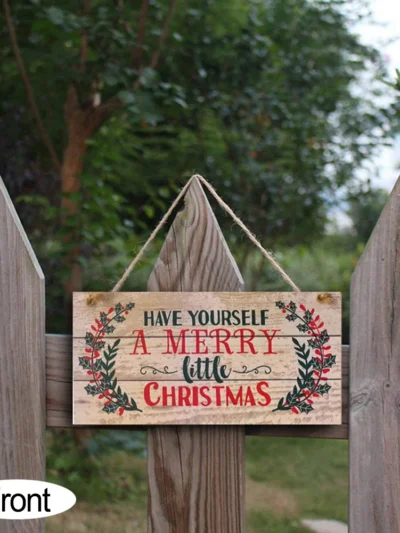 Merry Christmas Sign Xmas Tree Decoration Wooden Door Wall Hanging