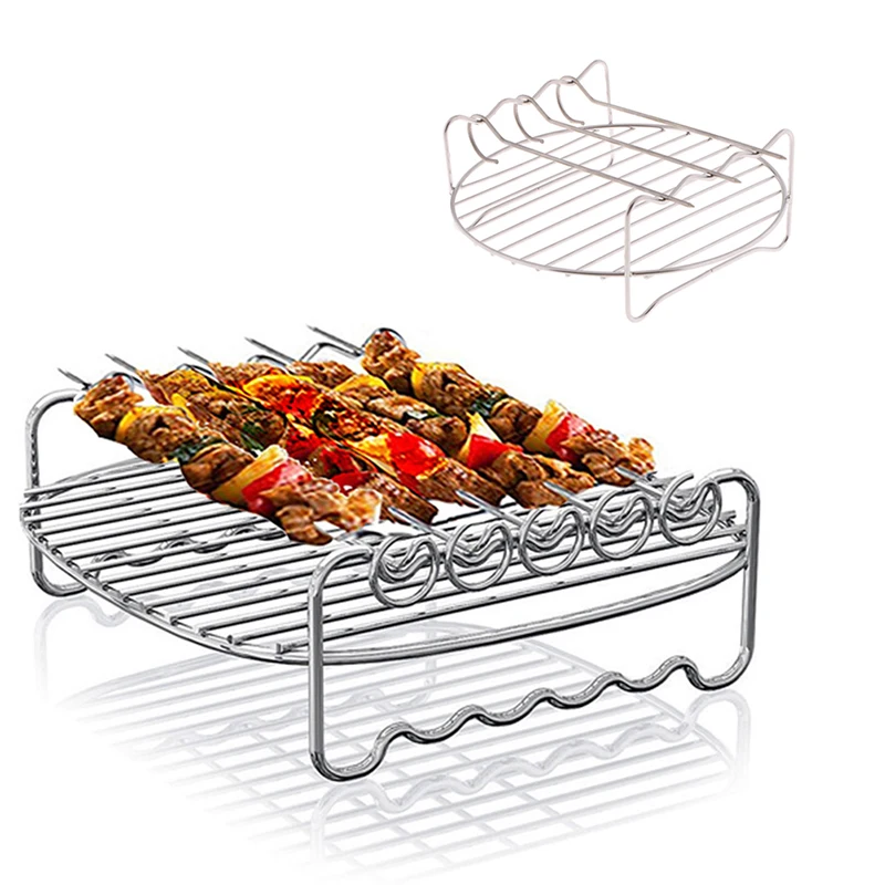 Stainless Steel Grill Baking Pan Skewers Air Fryer Holder - Image 4