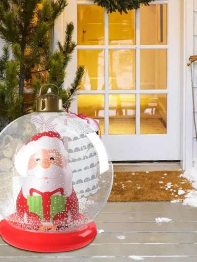 Inflatable Christmas Balls Blow Up Santa Claus Ornaments 22 Inch Light Up Christmas Decorations Outdoor Giant Christmas Pendant