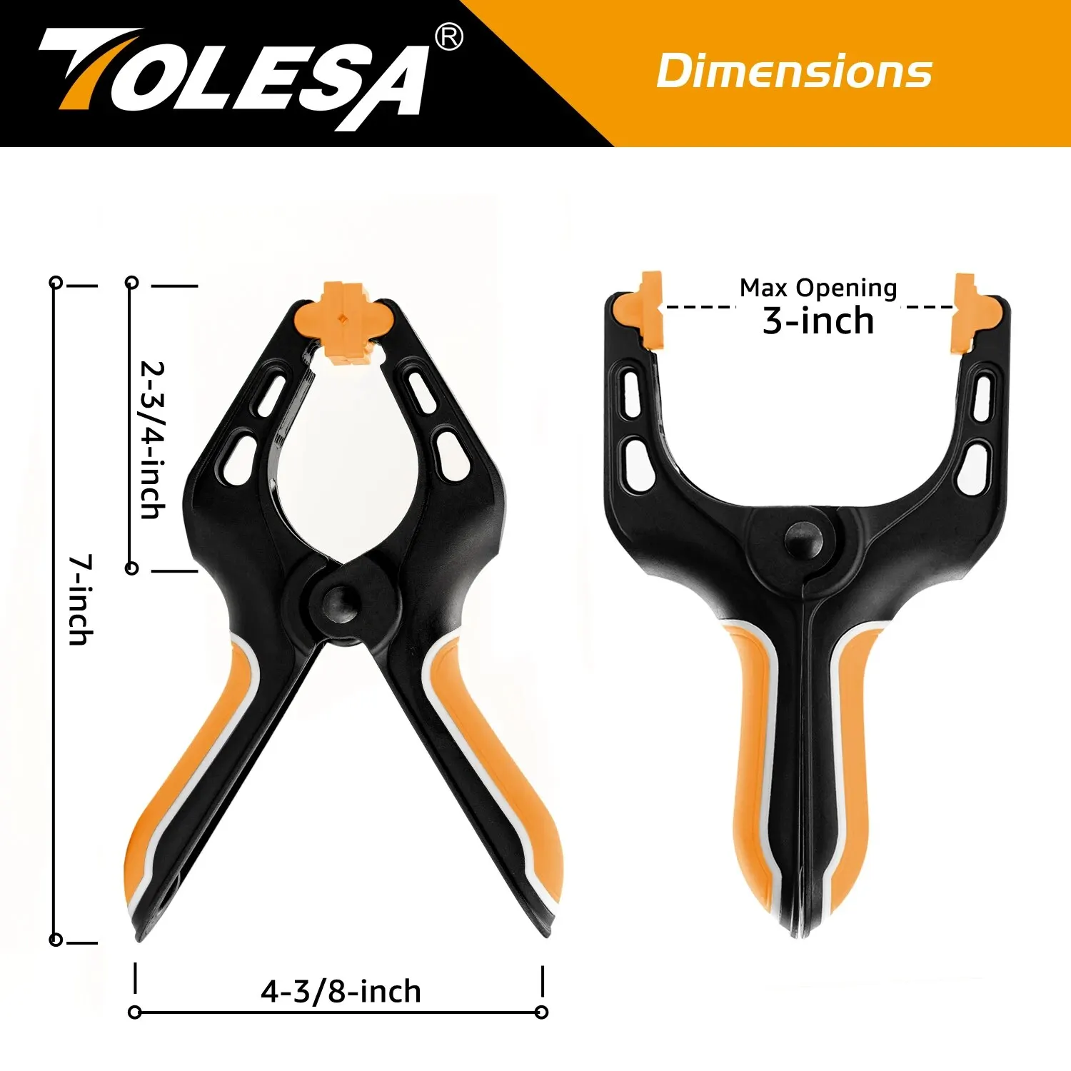 TOLESA 7" Spring Clamps Heavy Duty 4PCS Large Plastic Clamps - Image 4