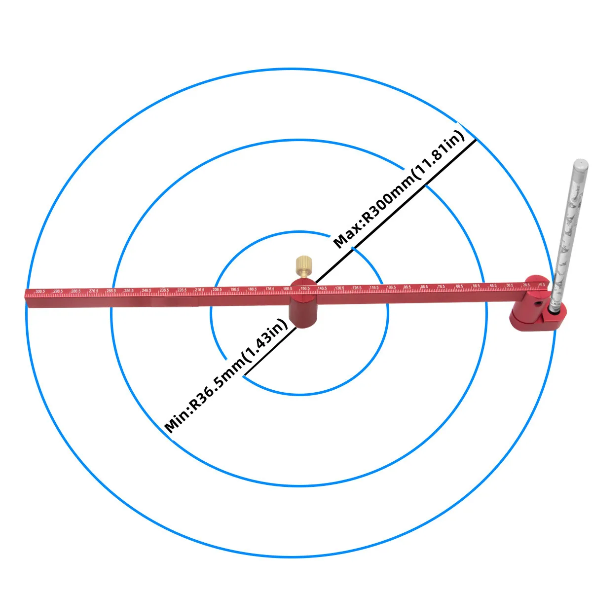300mm Adjustable Drawing Circle Ruler,Aluminum Compass - Image 10