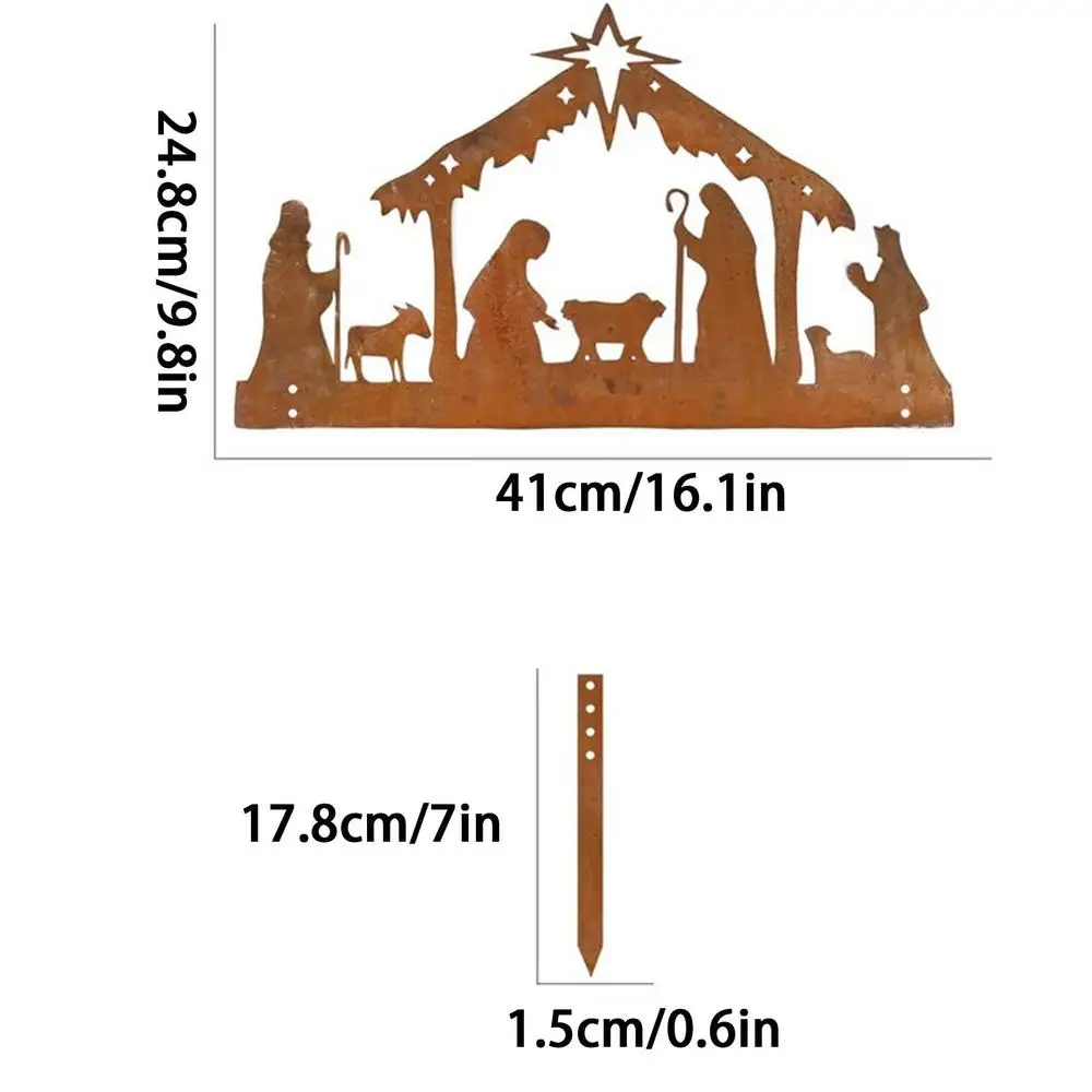 Outdoor Nativity Scenes Christmas Metal Stake Silhouette Birth Of Jesus - Image 9