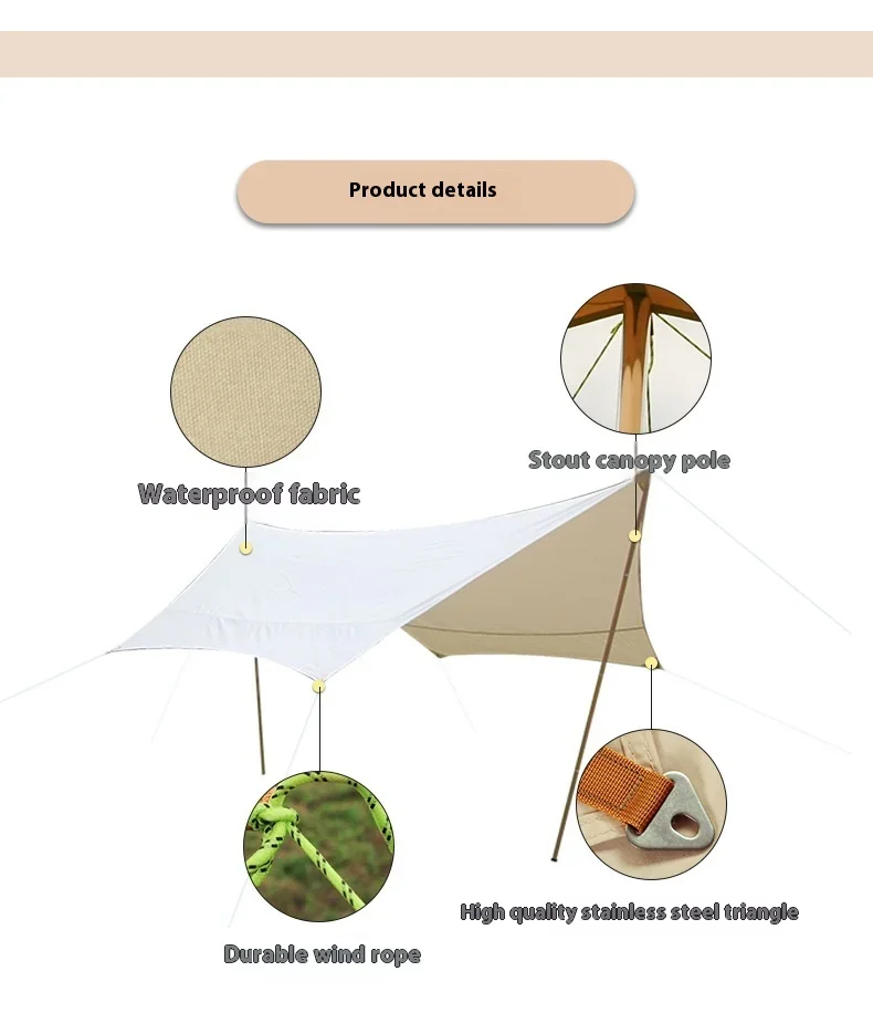 Outdoor Canopy Tent Vintage Cotton Butterfly-shaped Sunshade Sun Protection Large Space Multi-person Outdoor Camping Canopy Tent - Image 6