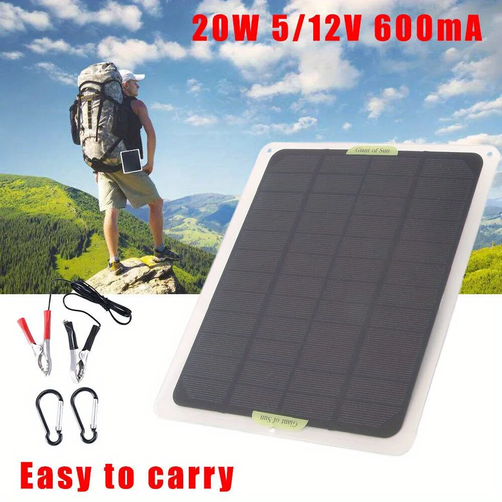 20W Solar Panel 12V Trickle Charge Battery Charger