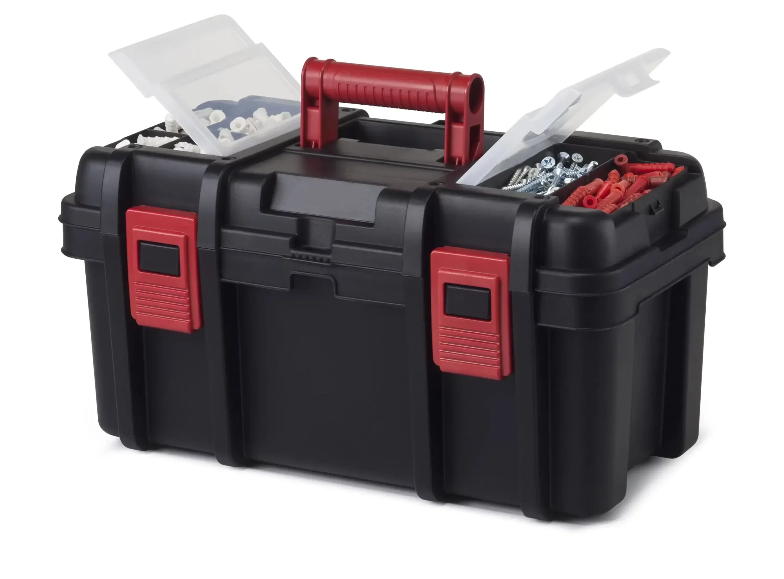 16-inch Toolbox, Plastic Tool and Hardware Storage, Black - Image 3