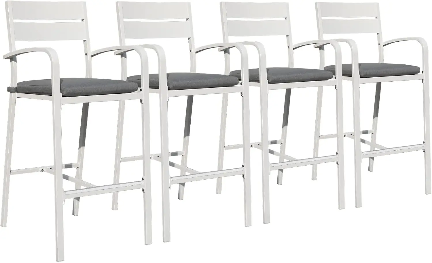 Outdoor Bar Stools Set of 2 All-Weather Aluminum Barstools Bar Height Patio Chairs with Cushions for Backyard - Image 6