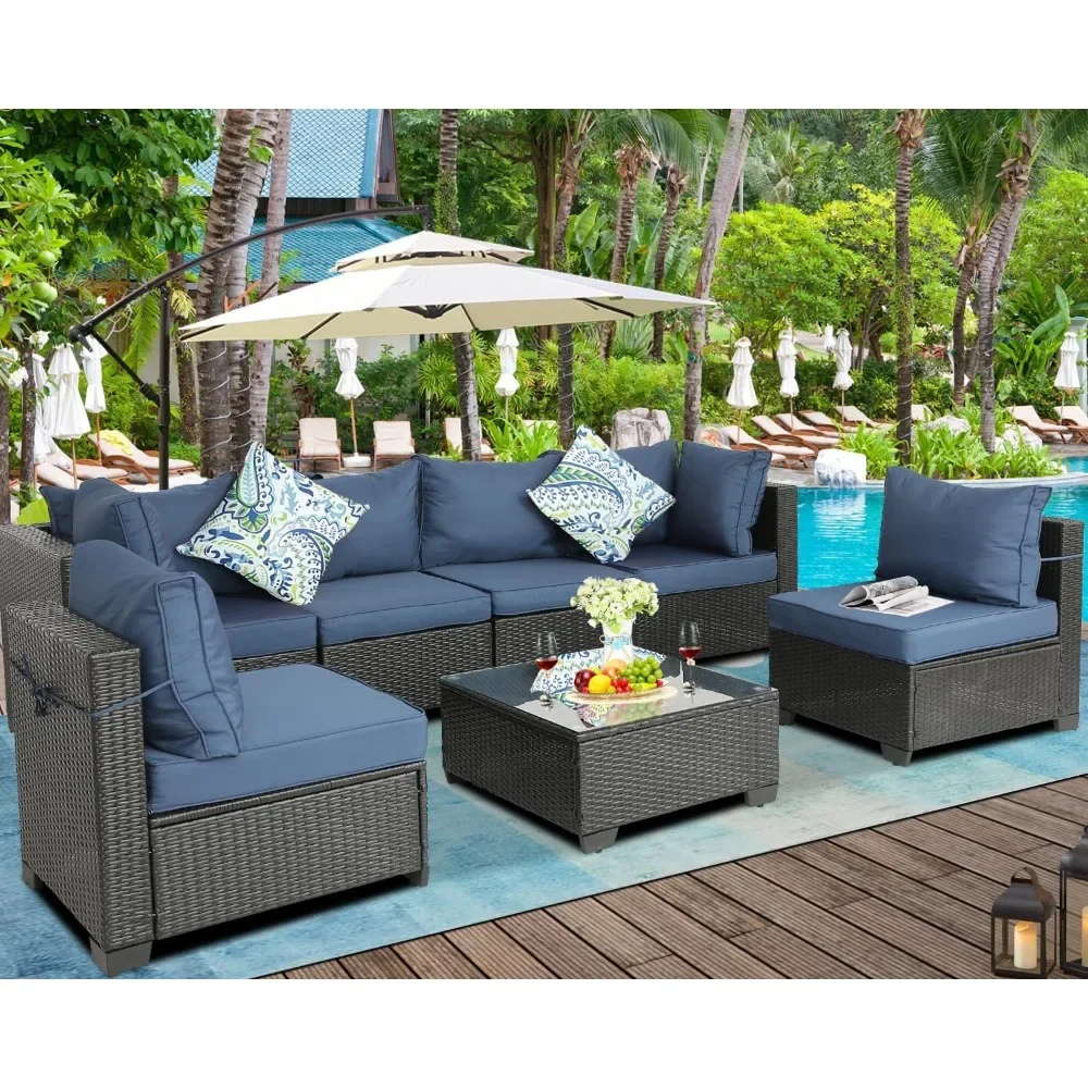 Patio Furniture Sets Outdoor Sectional PE Rattan Outdoor Furniture Patio Conversation Set with Cushions for Balcony Lawn - Image 3