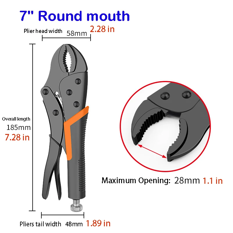 7/9/10" Multi-Function Locking Pliers Round/Straight Mouth Pipe Wrench - Image 12