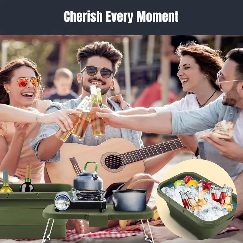 Folding Picnic Basket Anti-leak Picnic Basket Portable Picnic Basket Anti-Leak Picnic Basket Insulated Picnic Basket Table - Image 4