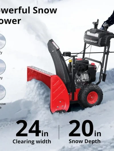 24-Inch Self-Propelled Gas Snow Blower, Powered by B&S 208cc Engine, Electric Start, 13-Inch Snow Tires, Handle Warmer,Two-Stage