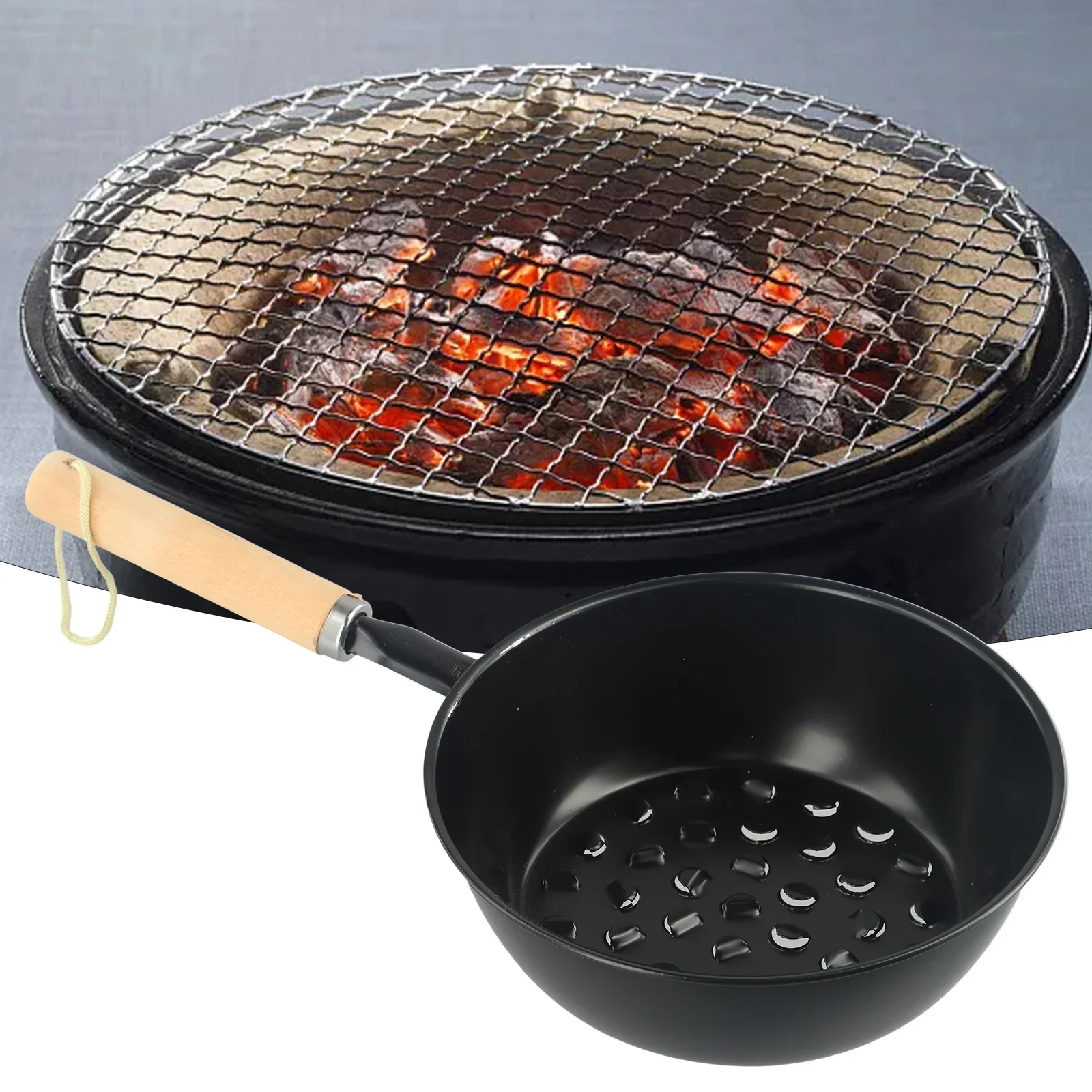 Charcoal Brazier Portable Outdoor Camping Wooden Handle Fire Starter BBQ Grill - Image 3