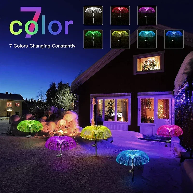 Solar Garden Lights Outdoor Waterproof Fiber Optic Jellyfish Lawn Lights Outdoor Patio Villa Yard Decor - Image 3