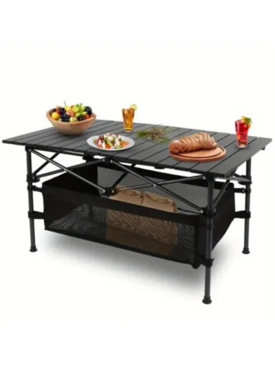1 folding camping table portable aluminum roll picnic grill table carrying bags heavy duty outdoor party terrace