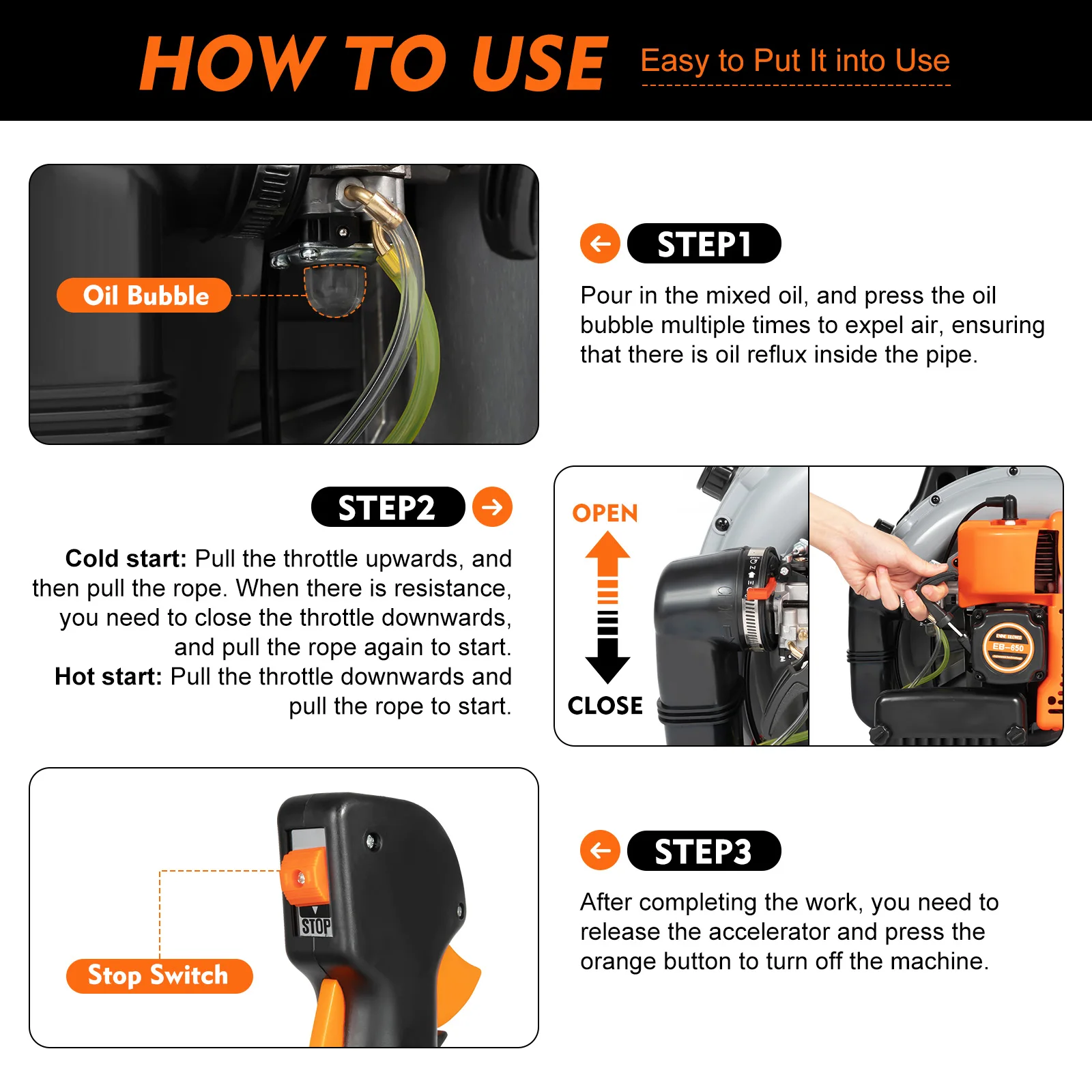 Backpack Leaf Blower 63CC 2 Stroke Gas Powered Leaf Blowers - Image 4