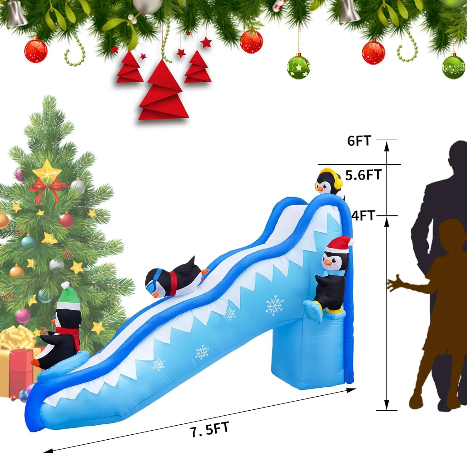 6FT Penguin Slide Blow Up Christmas Decorations Outdoor Build-in LED Lights - Image 3