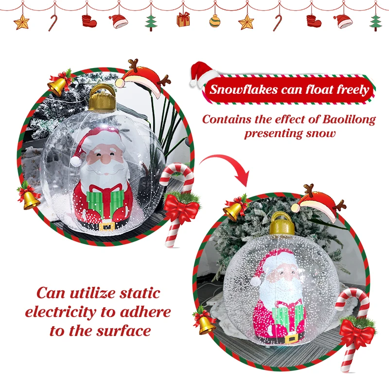 PVC Inflatable Christmas Ball with Remote Control 55CM Giant LED Luminous Christmas Decorated Ball Outdoor Party Yard Ornaments - Image 6
