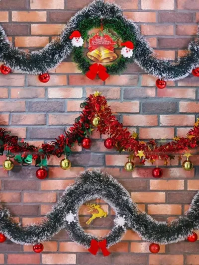 Christmas Wreath Rattan Set Wreaths For Doors Flower Garland Outdoor Home Decor